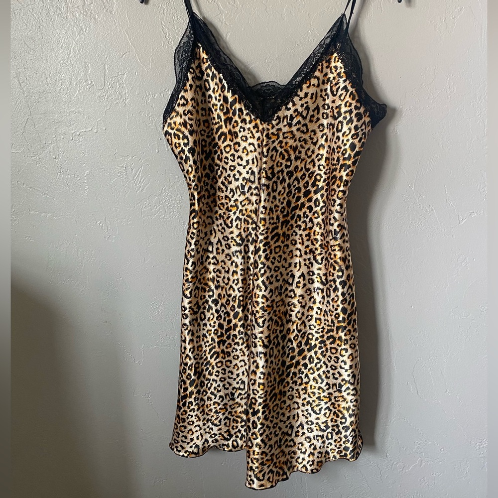 Cheetah Print Mini Silk Slip Dress Size Small Forever 21